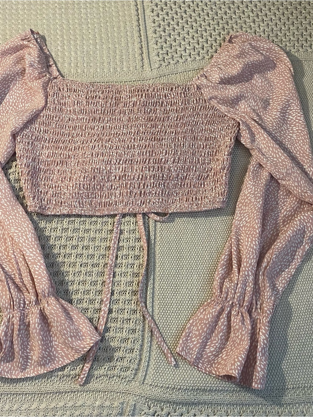 NWOT LeLis Pink Floral Ruched Crop Top size M - Picture 5 of 5